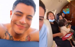 Eduin Caz se de vacaciones en avión privado. 