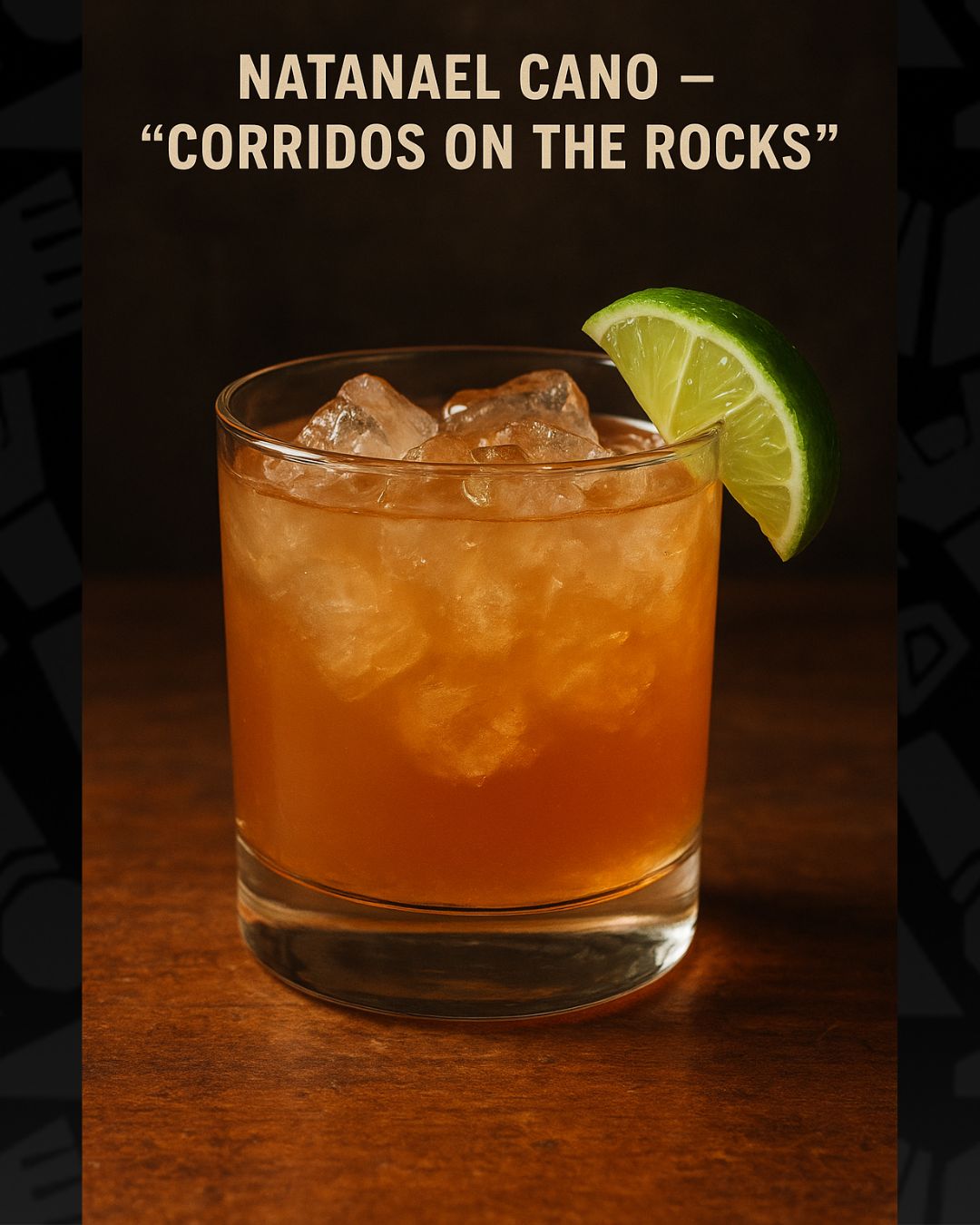 Un trago fuerte, directo y sin filtro, como su estilo. Tequila reposado, un toque de mezcal para el desmadre y un dash de toronja amarga. Se sirve en vaso bajo con hielo y una rodaja de limón verde. Perfecto para brindar con la “clica” y sentirte el rey de los corridos tumbados. | Imagen: Especial